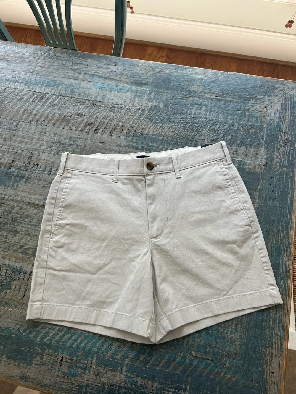 J. Crew Men's Flat Front Chino Shorts in Light Tan Stone Color